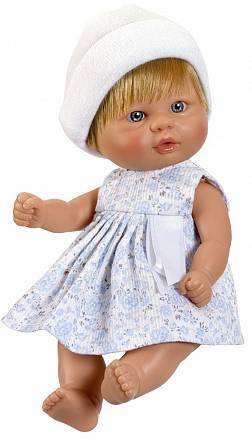 Кукла пупсик в белой шапочке, 20 см. 